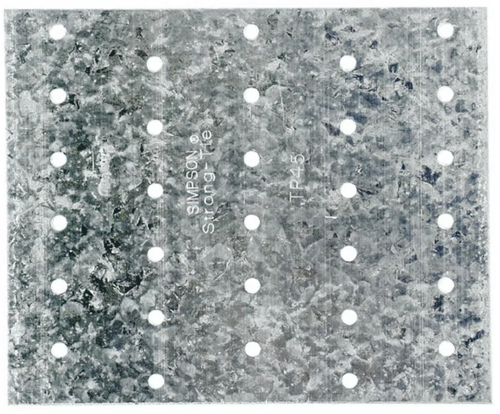 Tie Plate, 20 Gauge, Galvanized Steel, 30 Holes, 4-1/8 x 5-In.