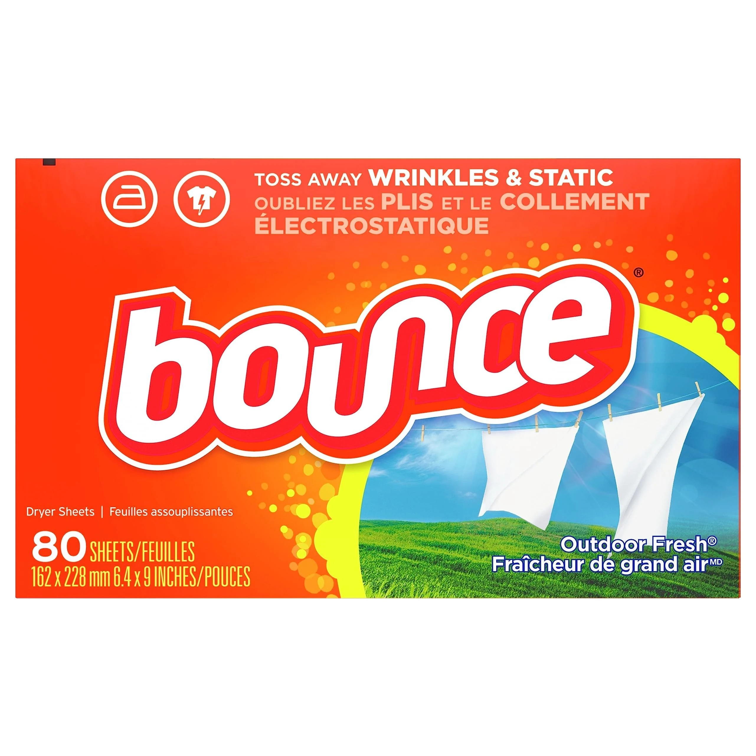 Bounce Fabric Softener Sheets, Outdoor Fresh Scent, 80 ct