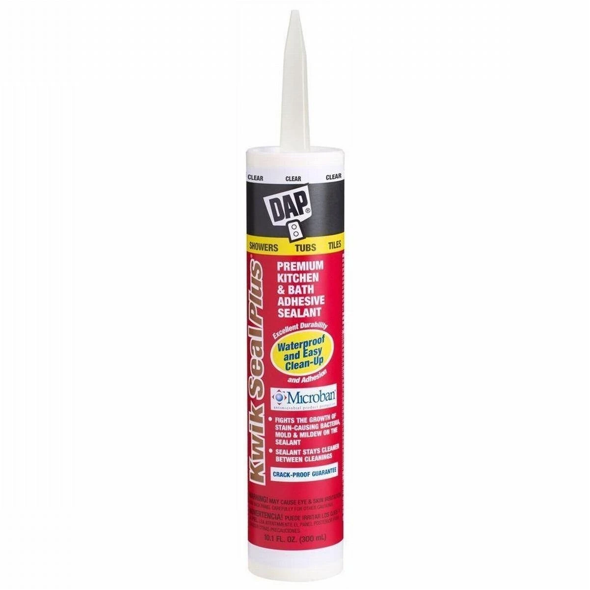 Dap 18516 6 Pack 10.1 oz. Kwik Seal Plus Premium Kitchen and Bath Adhesive Sealant, Clear