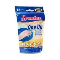 Spontex 76192 Disposable Gloves, Vinyl, White