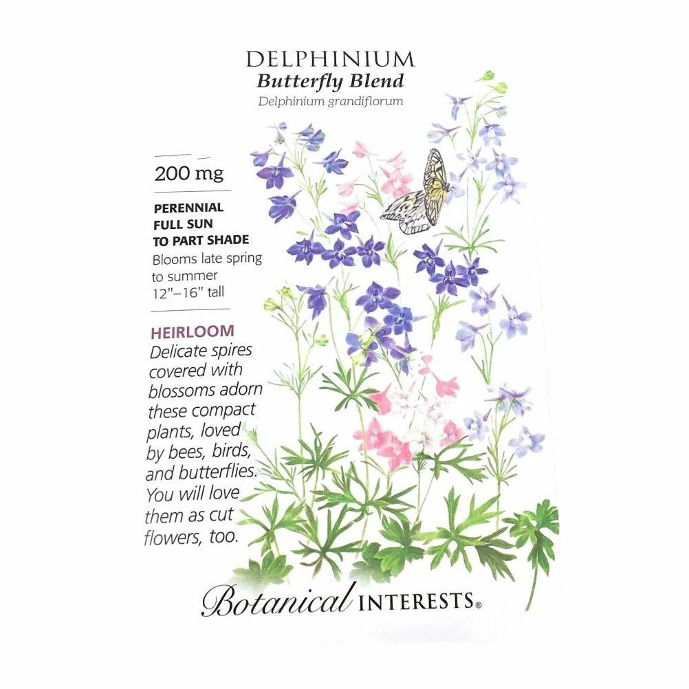 Botanical Interests Delphinium Butterfly Blend Seed, 1 EA