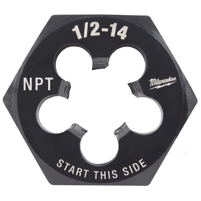 Milwaukee 2‑1/6‑in Hex Threading Die – 1/2‑14 NPT, HCS