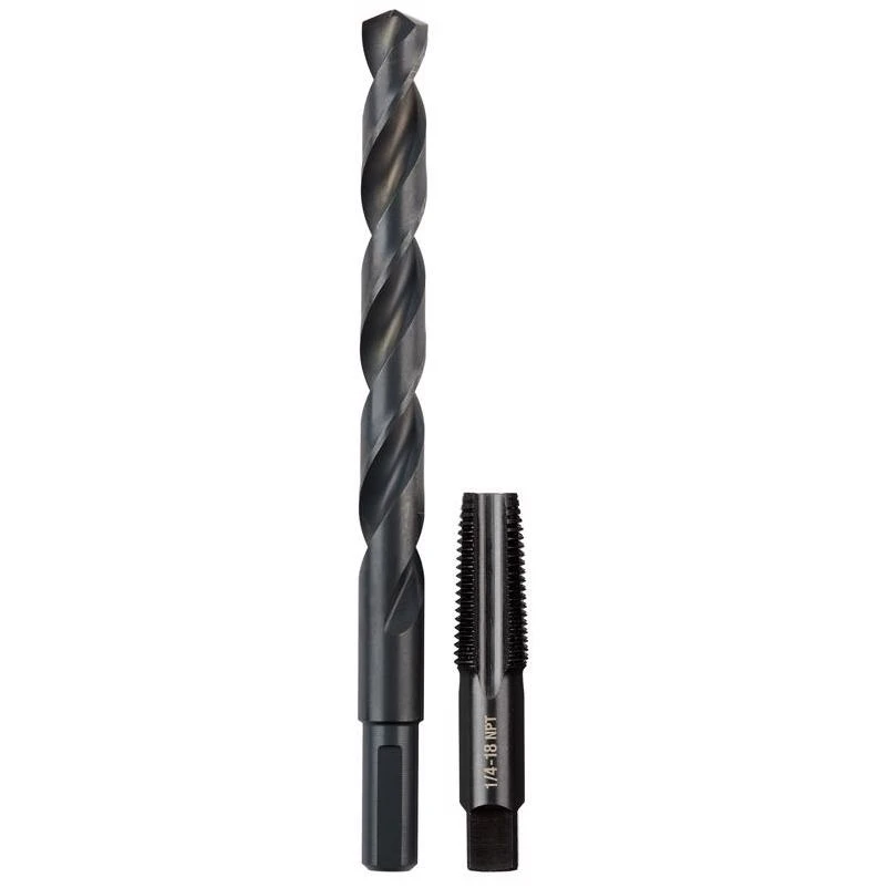 Milwaukee High Carbon Steel SAE NPT Plug Tap & Drill Bit Set – 2‑Piece Kit
