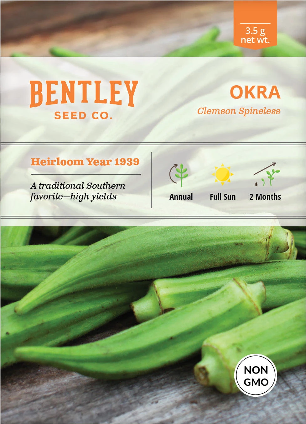 Clemson Spineless Okra Seeds – 19.3 oz Bulk Pack