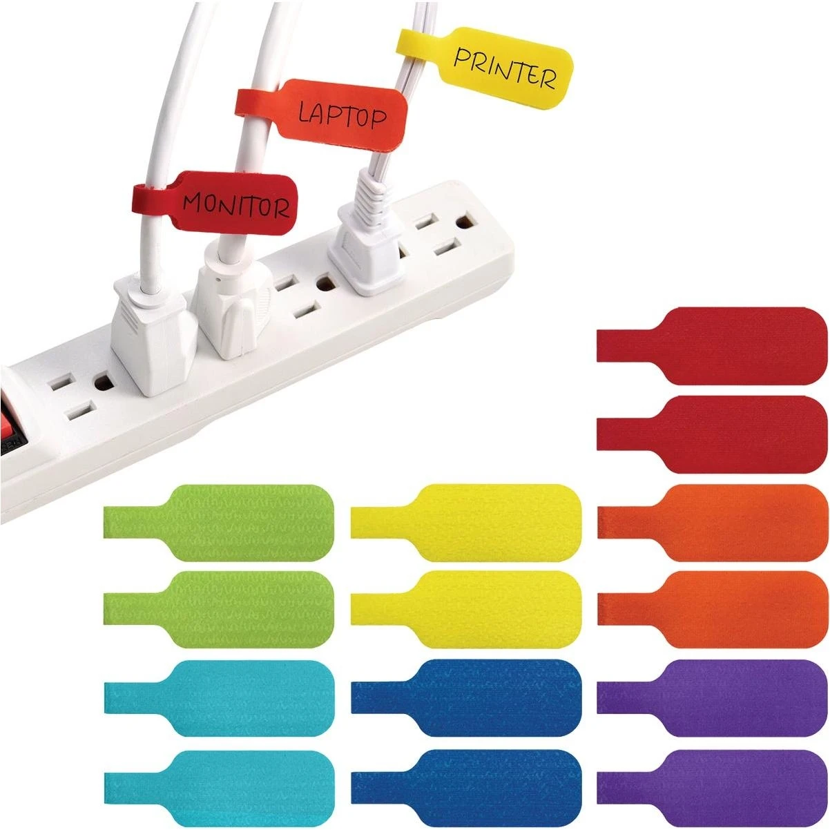 Medium Polypropylene Cable Label with Hook‑and‑Loop Fastener – 2.25" x 0.75"