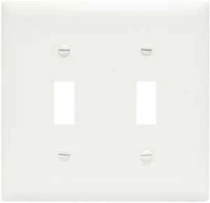 Pass & Seymour 2-Toggle Nylon Wall Plate, 2-Gang, White