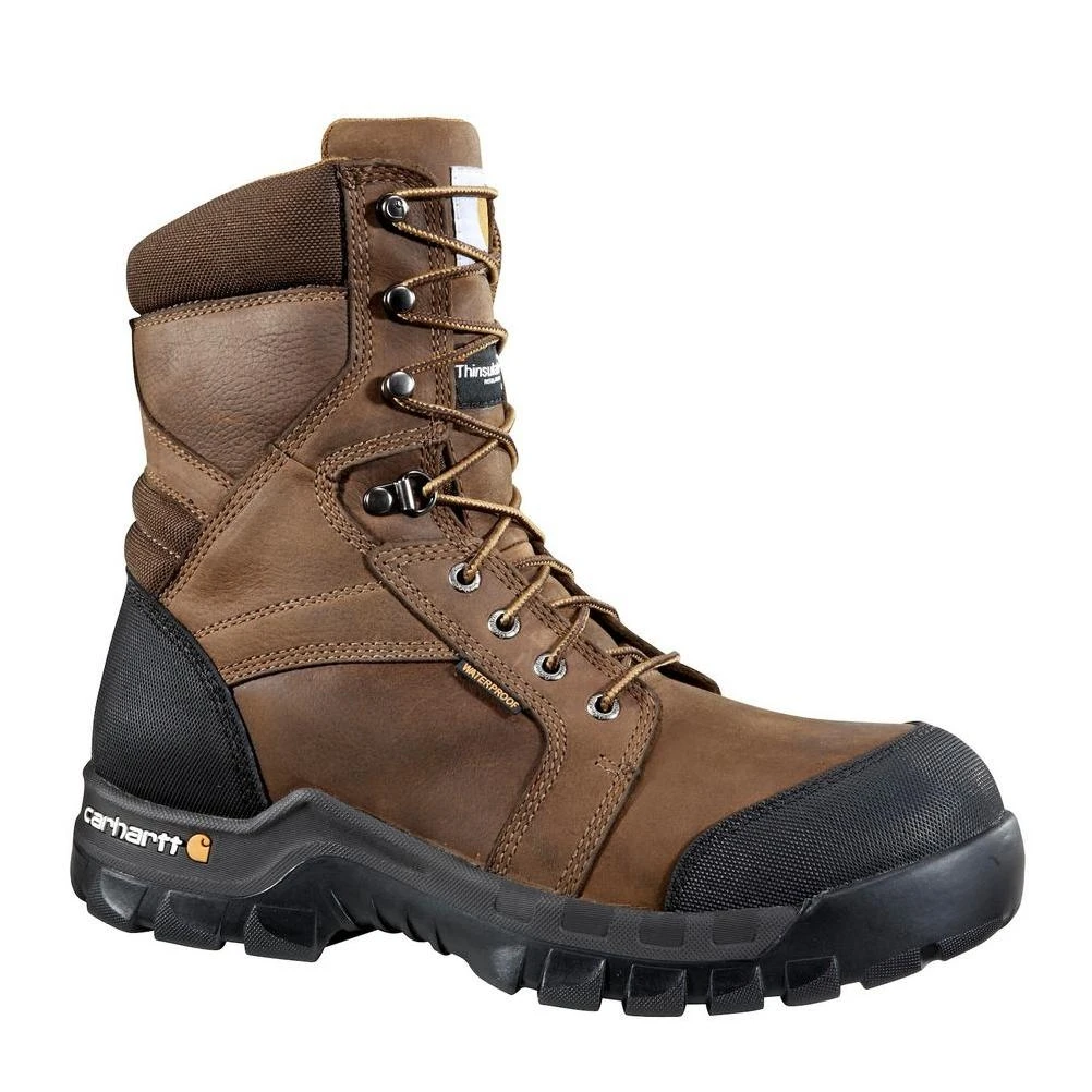 Rugged Flex Men's 08.5M Brown Leather Waterproof Insulated Composite Safety Toe 8 in. Lace-up Work Boot