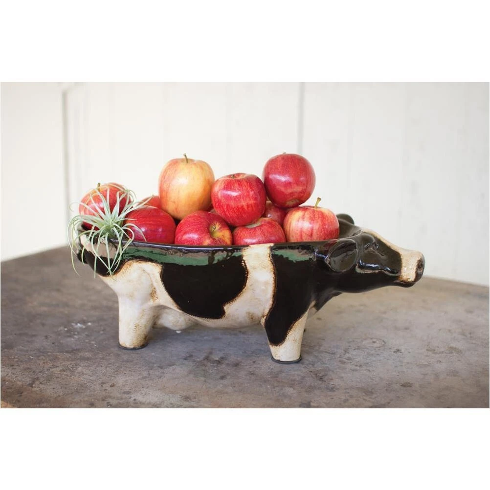Black and White Decorative Ceramic Cow Platter