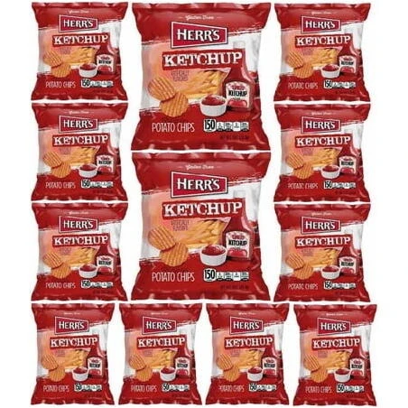 Herr s Ketchup Flavor Potato Chips  1oz Bag (Pack of 12  Total of 12 Oz)