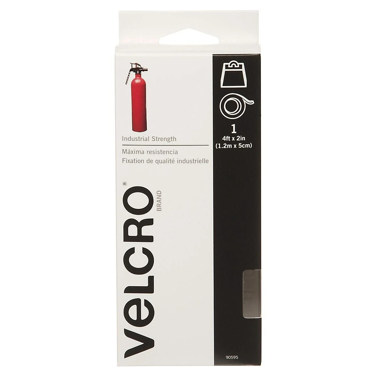 VELCRO Brand 90595 Hook and Loop Fastener, 2 in W, 4 ft L, Nylon, White