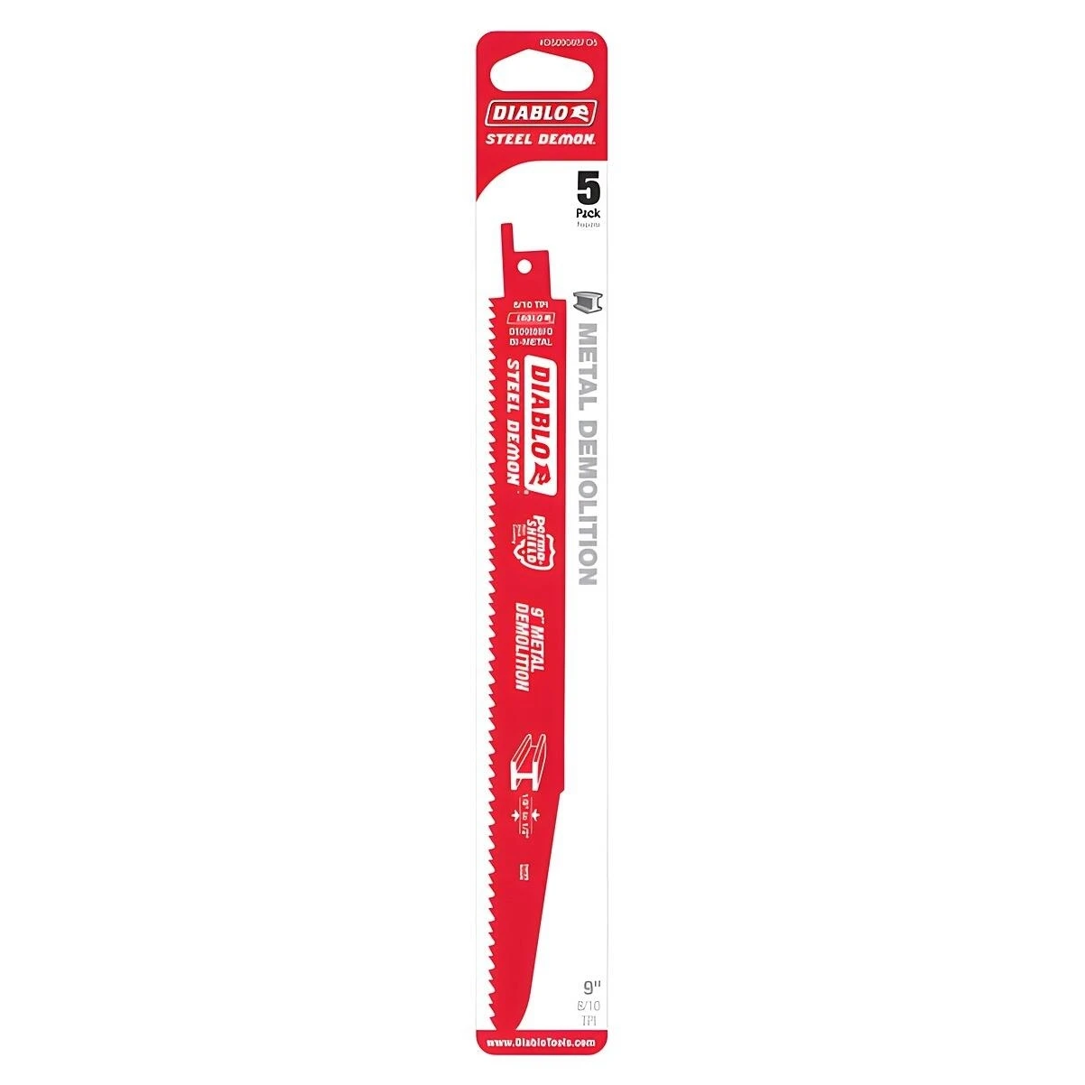 Diablo DS0908BFD5 Reciprocating Saw Blade, 1 in W, 9 in L, 8/10 TPI, Bi-Metal Cutting Edge Diablo DS0908BFD5 Reciprocating Saw Blade, 1 in W, 9 in L, 8/10 TPI, Bi-Metal Cutting Edge