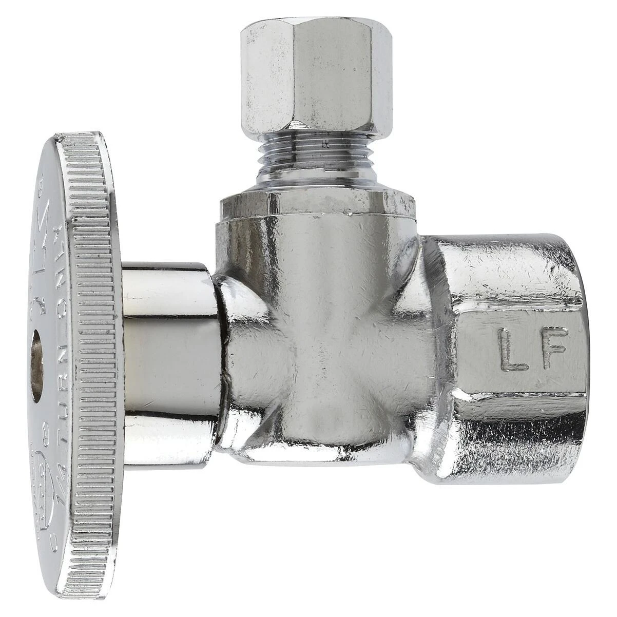 Plumb Pak Angle Stop Valve, 1/2 In. FIP x 1/4 In. Compression, Brass