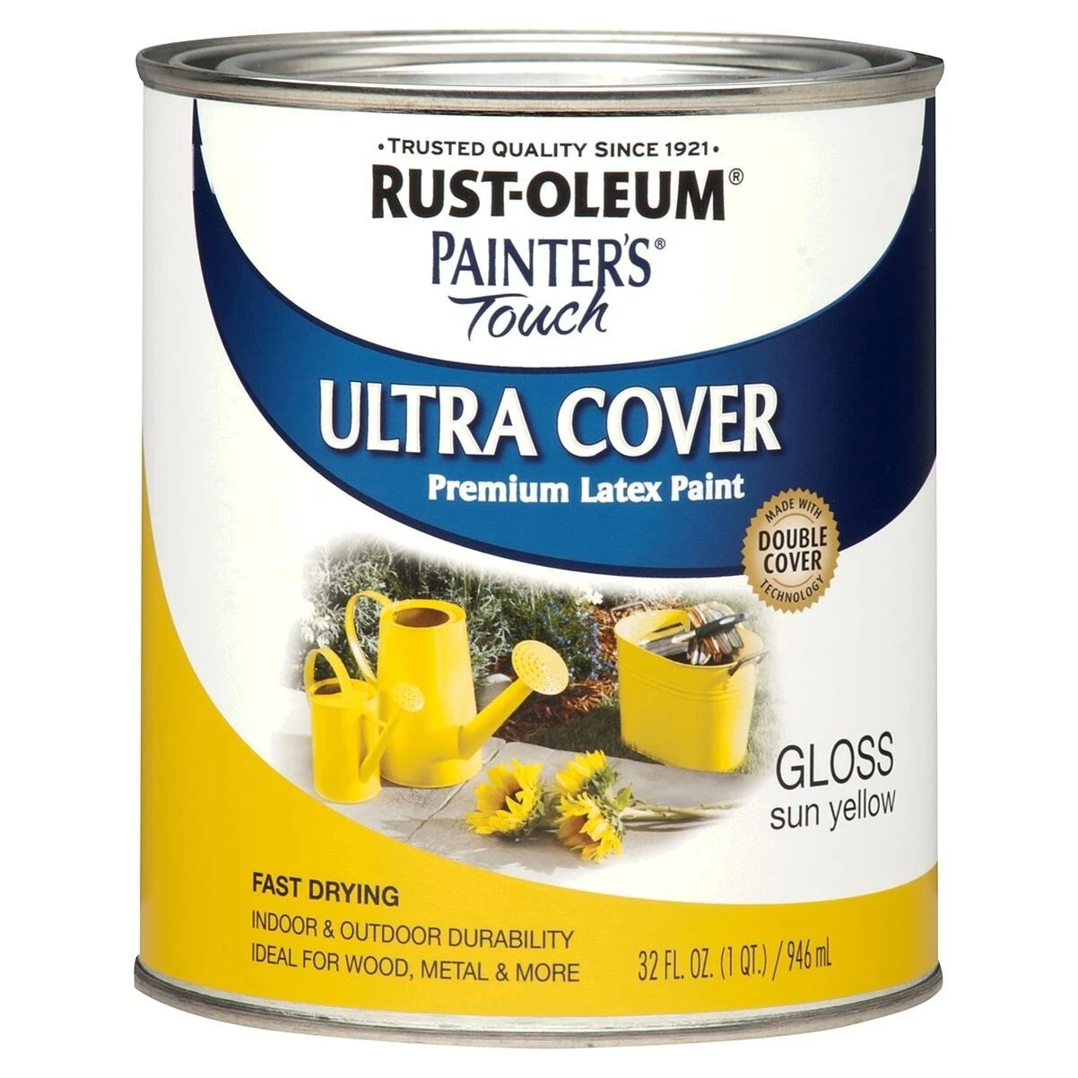 Rust-Oleum 1945502 Painter's Touch Ultra Cover Latex Paint, Sun Yellow, Gloss, 1-Qt. Rust-Oleum 1945502 Painter's Touch Ultra Cover Latex Paint, Sun Yellow, Gloss, 1-Qt.