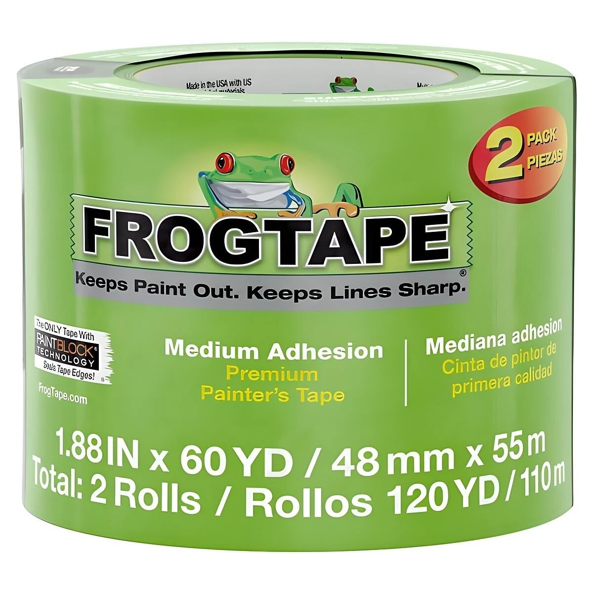 Shurtape FrogTape 1.88 in. W X 60 yd L Green Medium Strength Painter's Tape 2 pk