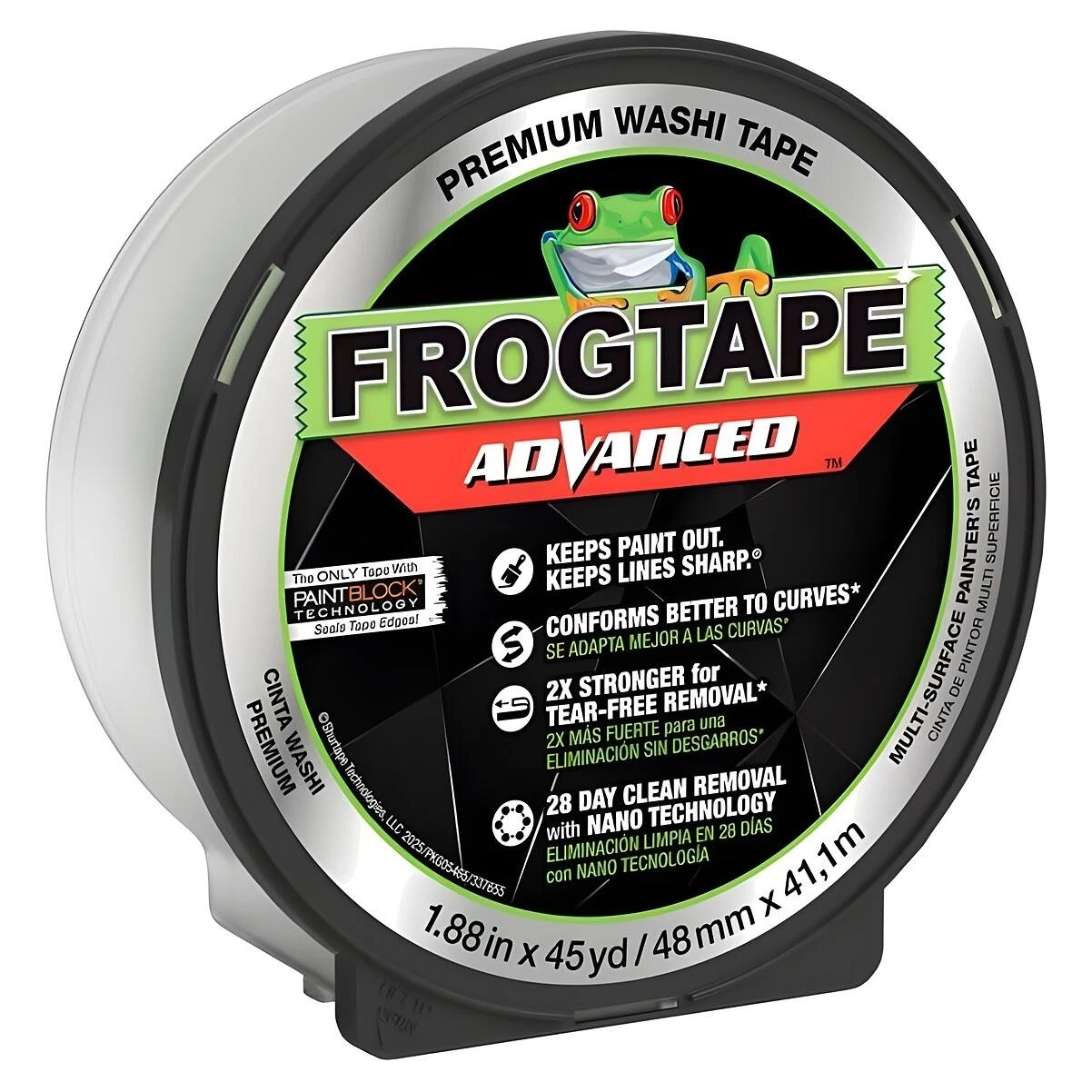 FrogTape 243104 Green Medium-Hold Painter's Tape, 1.9 in Wide, 45 Yd Roll