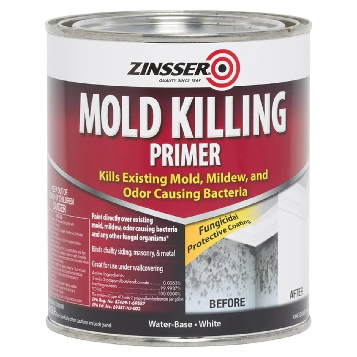 Zinsser 276087 Mold Killing Primer, White, 1 Qt.