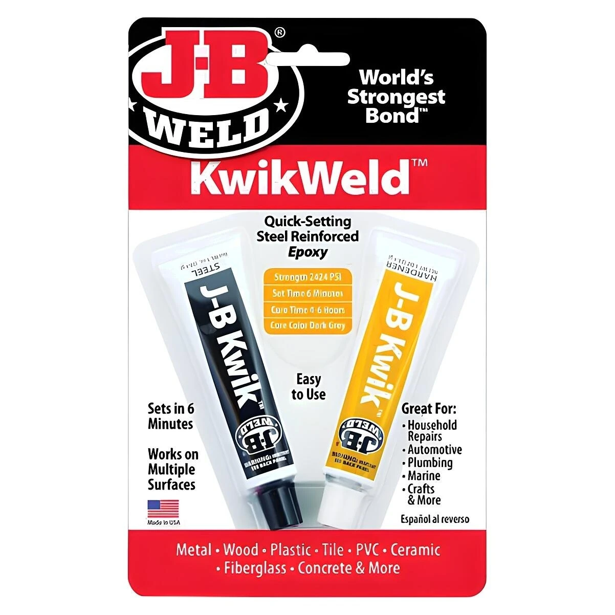 J-B Weld 8276 Cold Weld Epoxy, Dark Gray, Solid, 1 oz Tube, Compositions: Bisphenol A- Epichlorhydrin