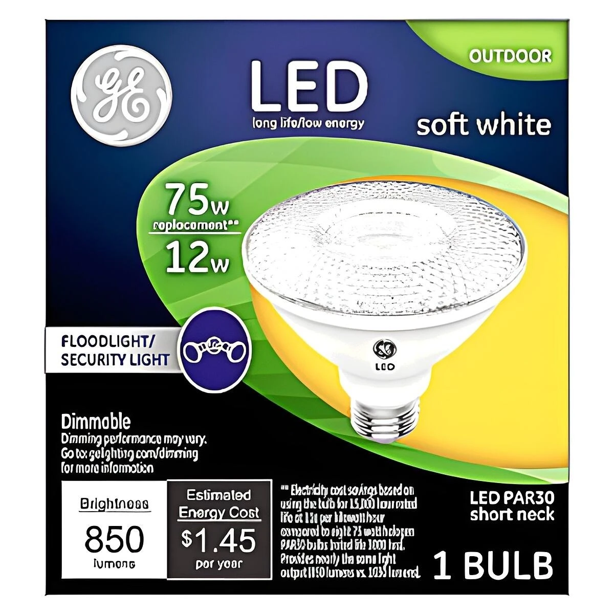 GE LED Flood Bulb, PAR30, Soft White, 1000 Lumens, 12 Watt