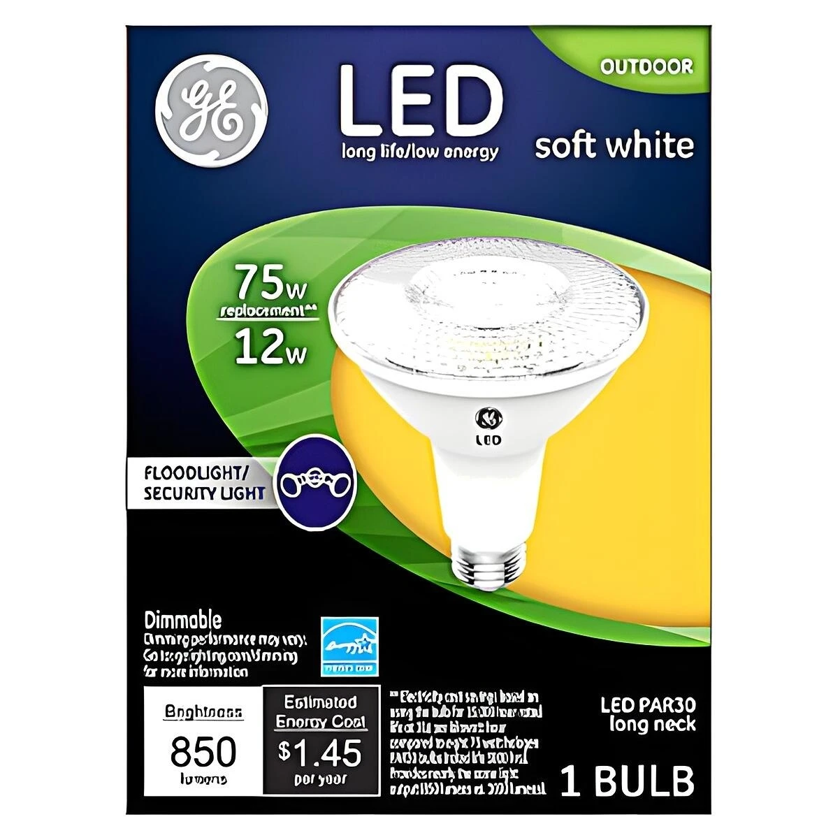 GE LED Flood/Security Bulb, PAR30, Soft White, 1000 Lumens, 12W