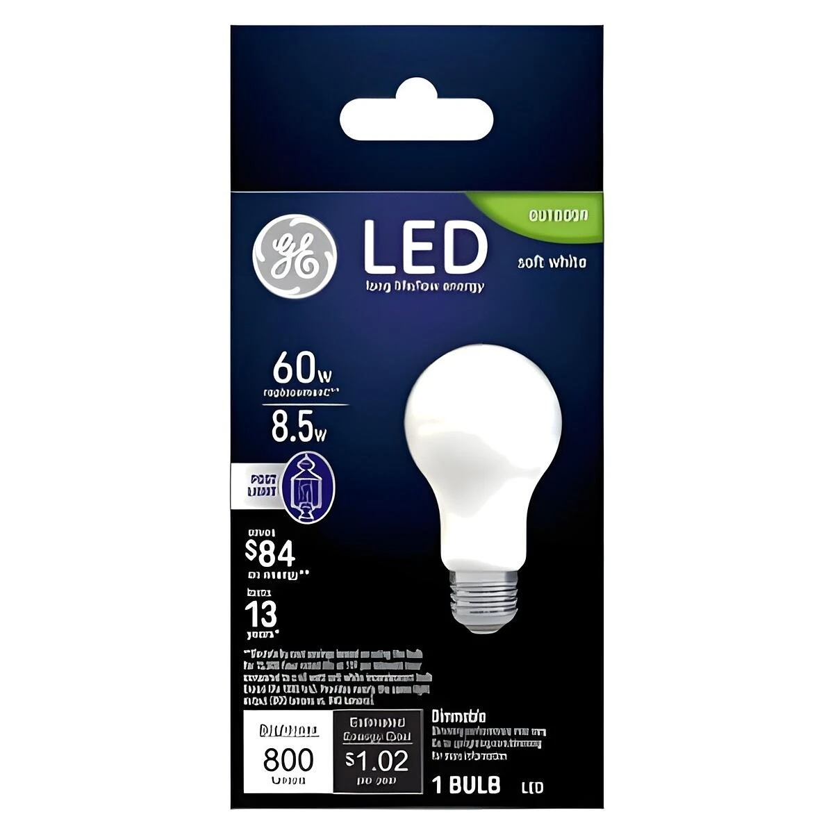 LED Light Bulb, Warm, Soft White, 800 Lumens, 8.5 Watt