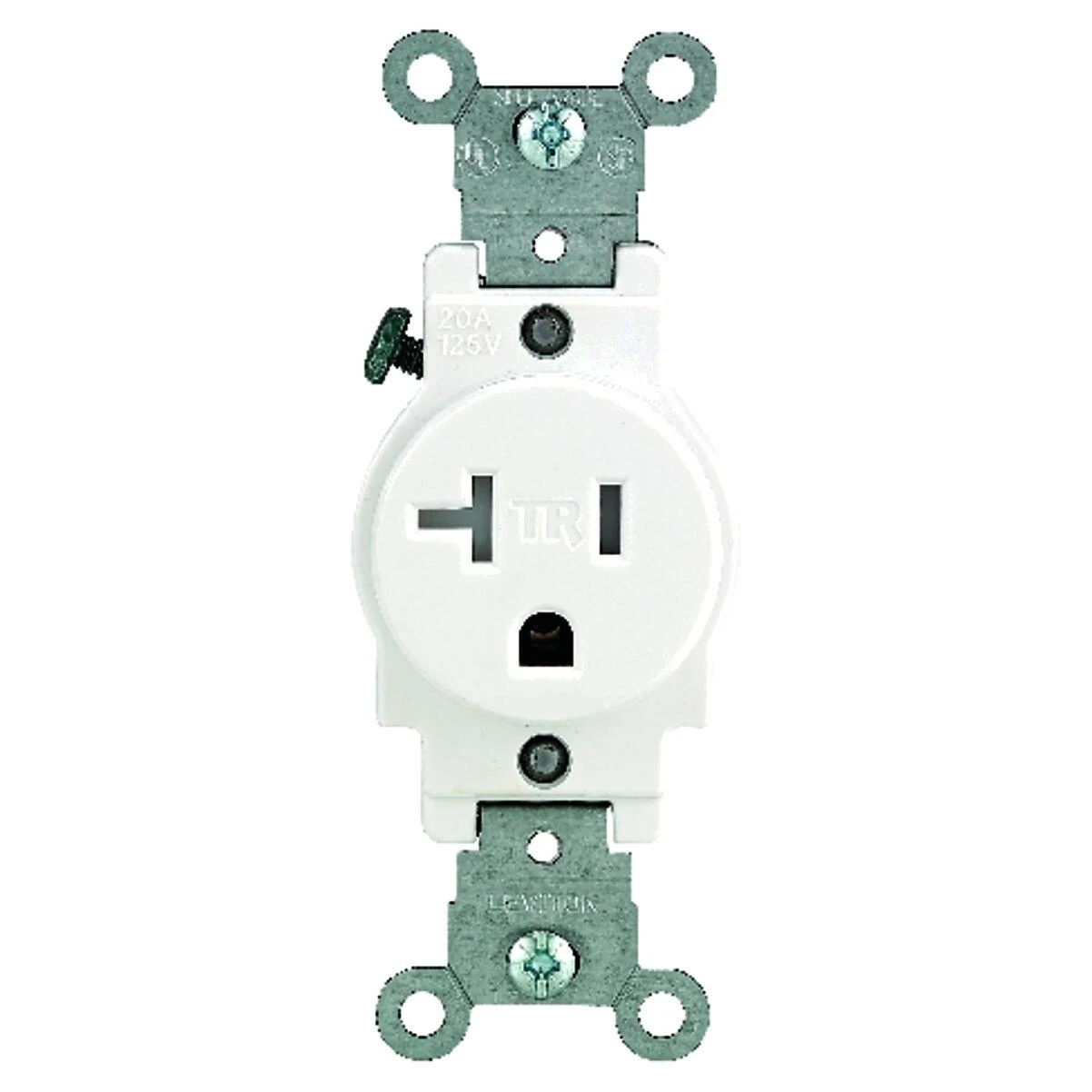 Leviton R52-T5020-0WS Tamper-Resistant Single Outlet, 2 -Pole, 125 V, 20 A, Back and Side Wiring, NEMA: NEMA 5 Leviton R52-T5020-0WS Tamper-Resistant Single Outlet, 2 -Pole, 125 V, 20 A, Back and Side Wiring, NEMA: NEMA 5