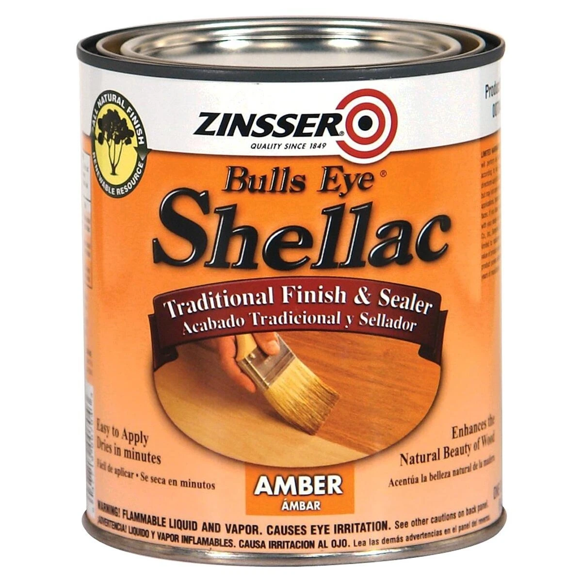 Zinsser Bulls Eye 704H Amber Shellac, 1 Qt.