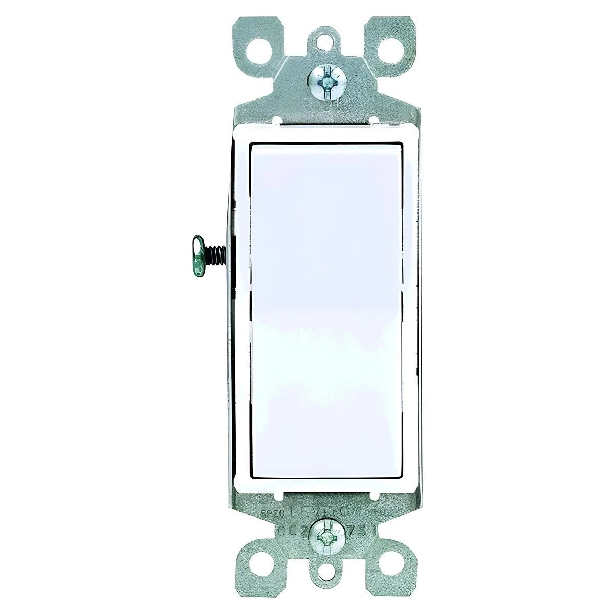 Decora S12-05601-2WS Rocker Switch with Ground Screw, 15 A, 120/277 VAC, SPST, Push-In, Side Wire Terminal, White