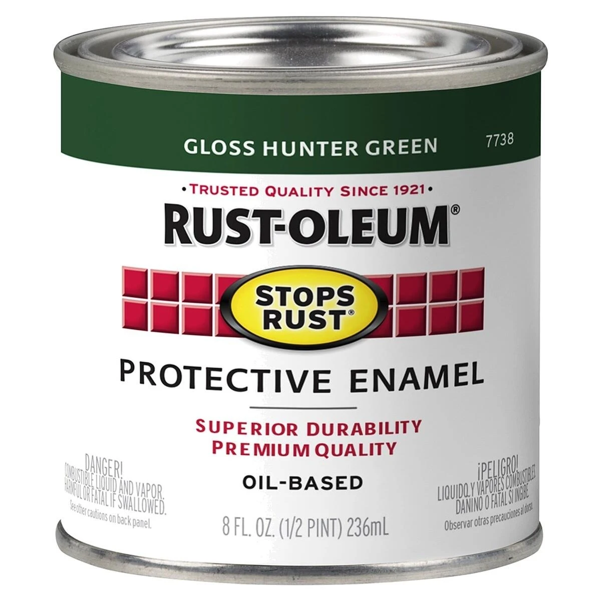 Rust-Oleum 7738730 Stops Rust Protective Enamel, Gloss Hunter Green, 1/2 Pint