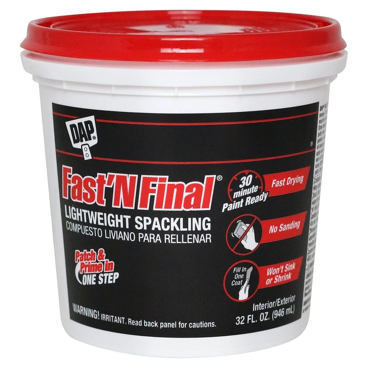 Dap 12142 Fast 'N Final Lightweight Spackling, White, Qt. Dap 12142 Fast 'N Final Lightweight Spackling, White, Qt.