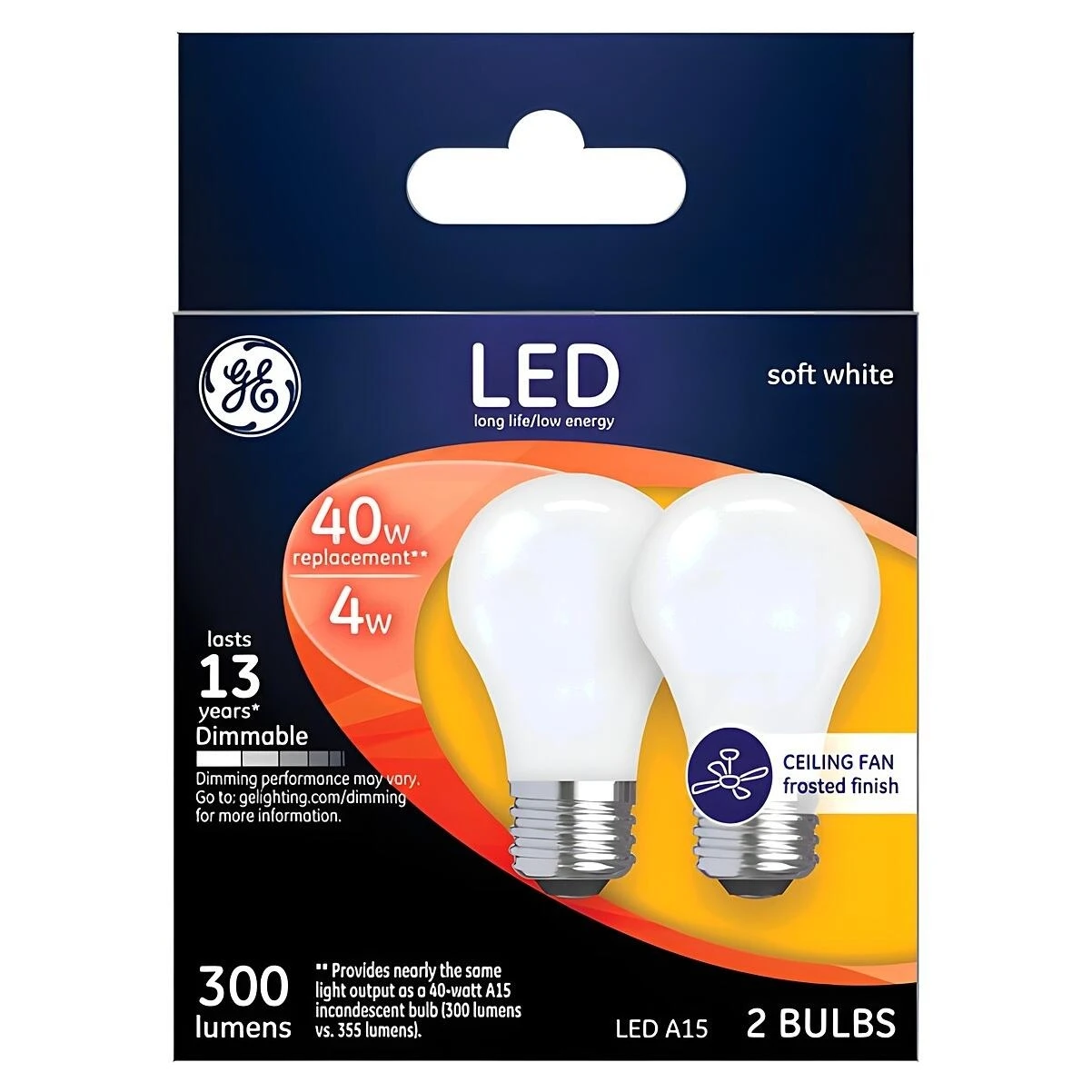 GE Industrial Solutions 25277 LED Bulb, General Purpose, 300 Lumens, 4 W, A15 Lamp, 40 W Equivalent, E26 Lamp Base GE Industrial Solutions 25277 LED Bulb, General Purpose, 300 Lumens, 4 W, A15 Lamp, 40 W Equivalent, E26 Lamp Base