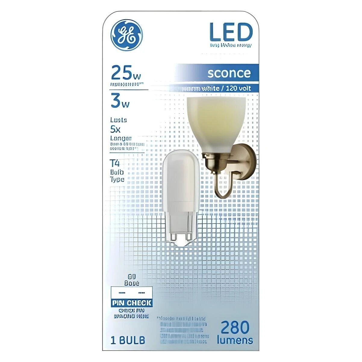 GE Specialty 93129000 Light Bulb, T4 Lamp, 25 W Equivalent, G9 Lamp Base, Non-Dimmable, Frosted, Warm White Light