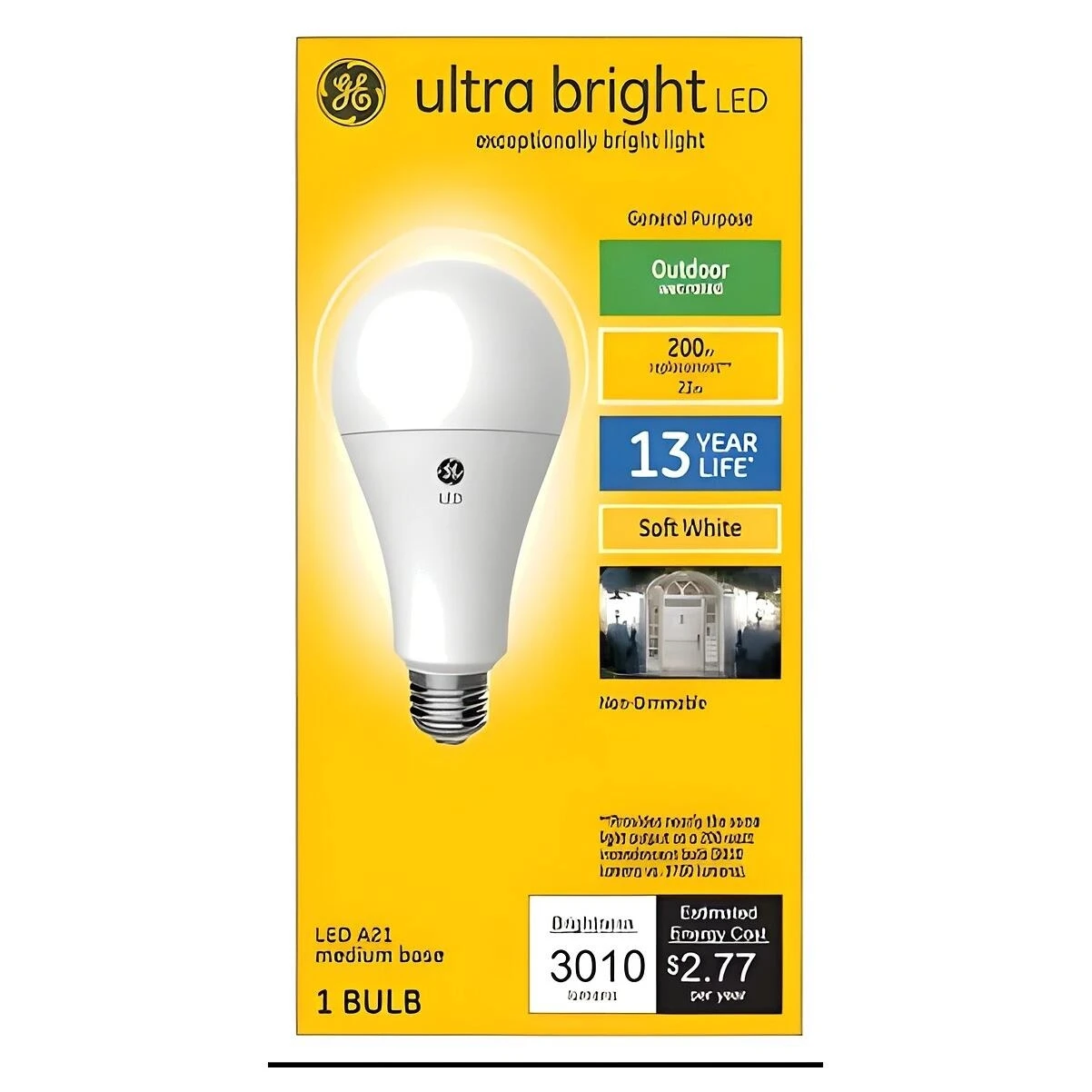 GE 93128933 LED Bulb, A21, 200W Equivalent, 2700K Soft White, 3010 Lumens