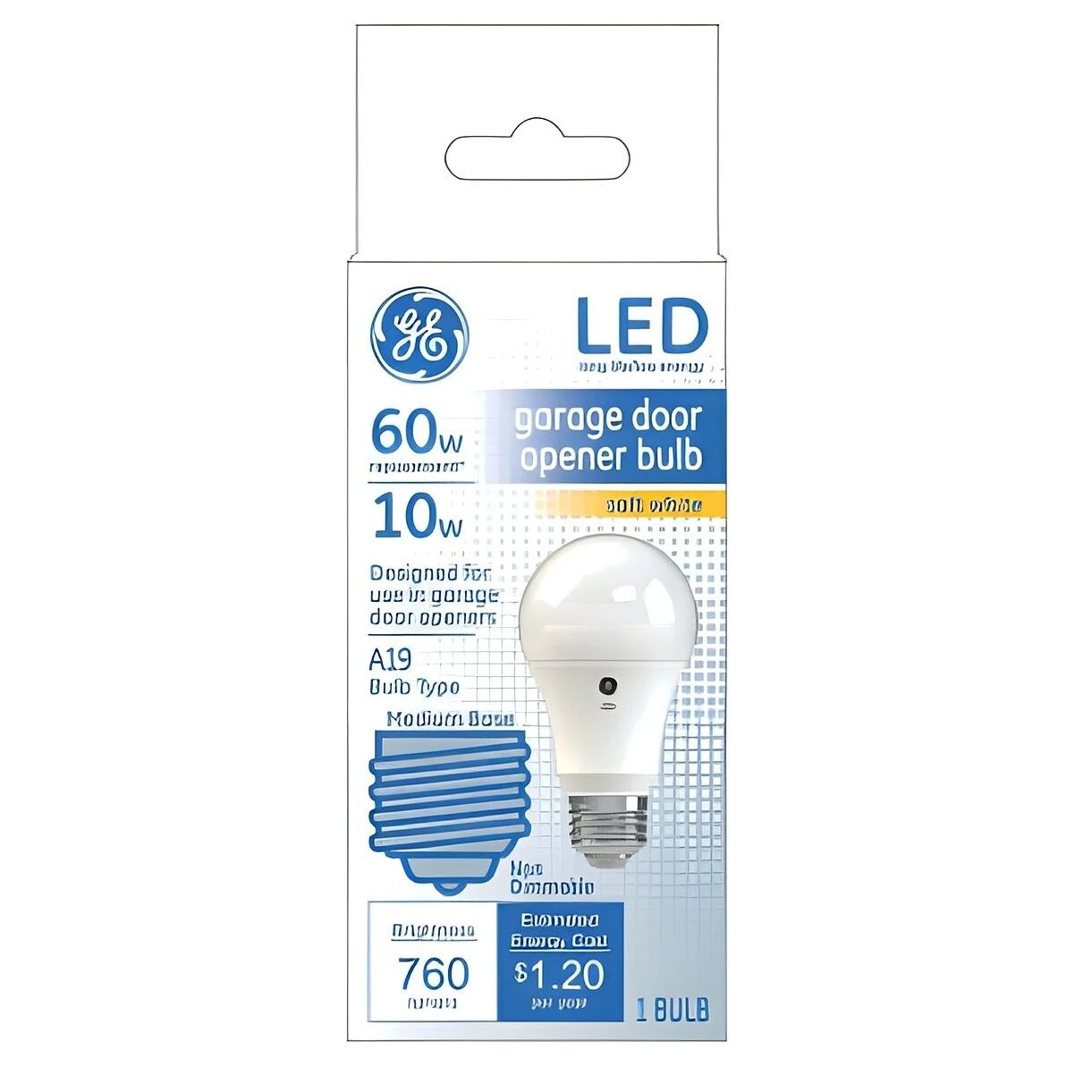GE LED Garage Door Opener Bulb, Soft White, 60W Equivalent, 9.5W GE LED Garage Door Opener Bulb, Soft White, 60W Equivalent, 9.5W
