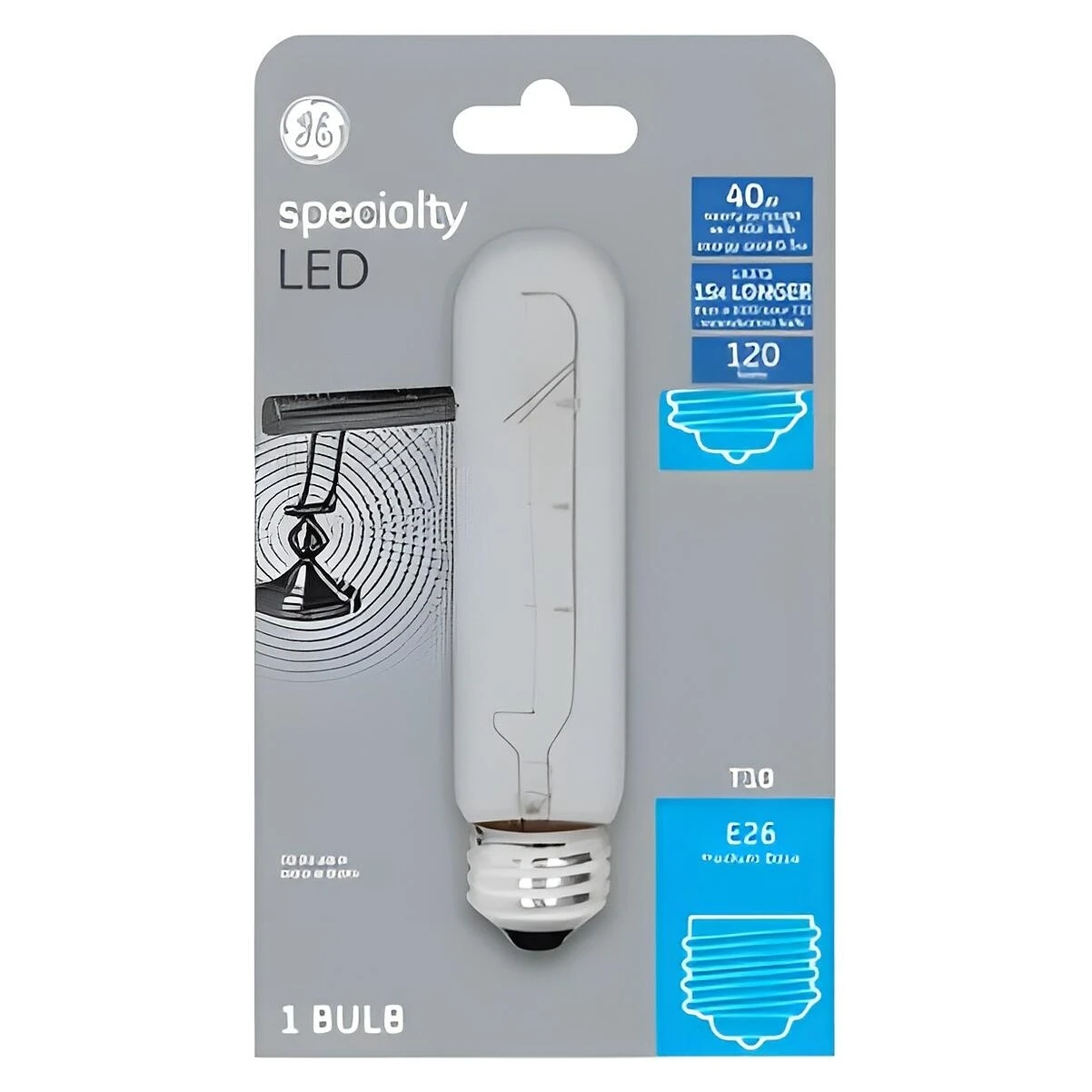 GE LED4T10/E26-OT1 Light Bulb, T10, Soft White, 40W Equivalent, 4.5W