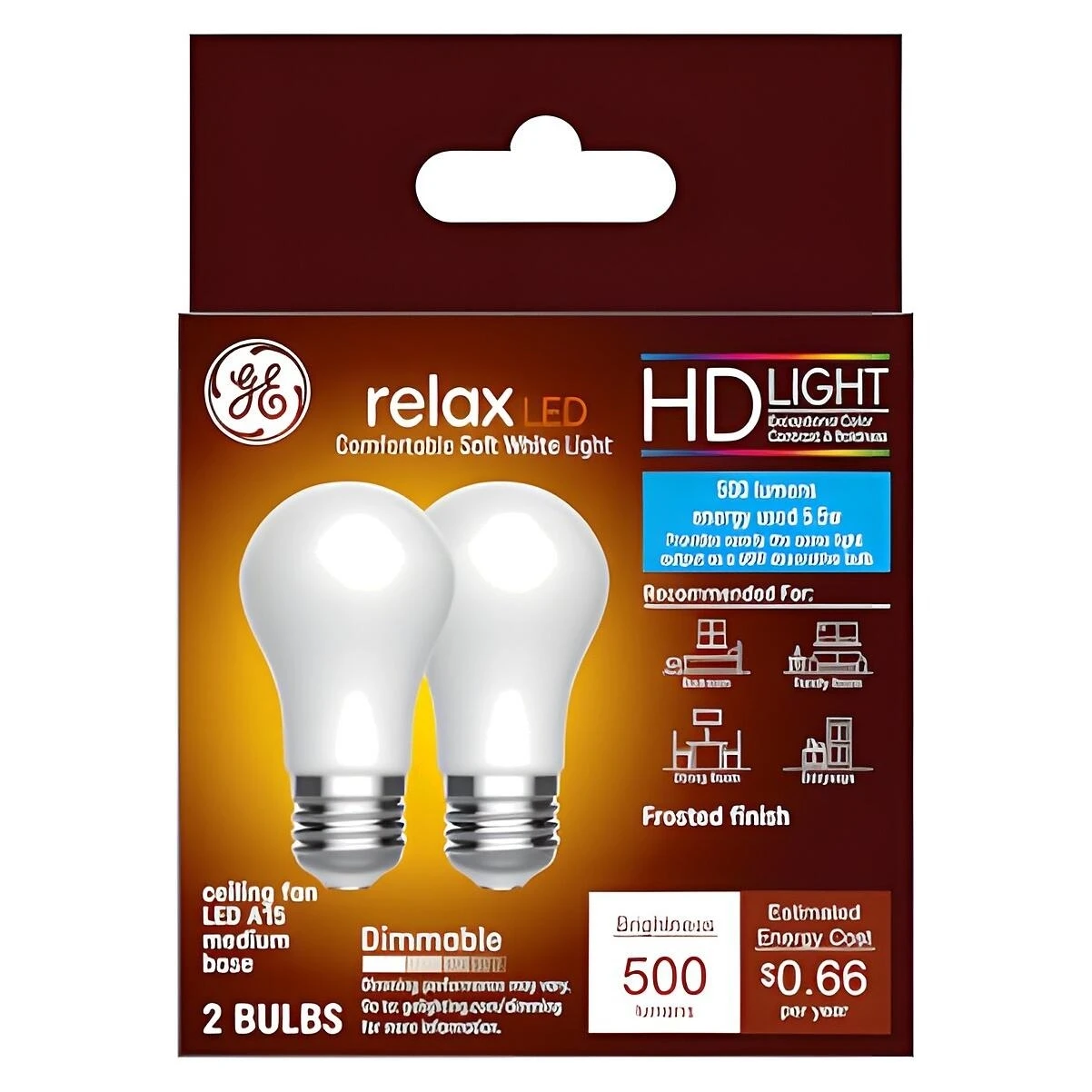 GE Industrial Solutions 36982 LED Bulb, General Purpose, 500 Lumens, 5.5 W, A15 Lamp, E26 Lamp Base, Dimmable, Frosted GE Industrial Solutions 36982 LED Bulb, General Purpose, 500 Lumens, 5.5 W, A15 Lamp, E26 Lamp Base, Dimmable, Frosted