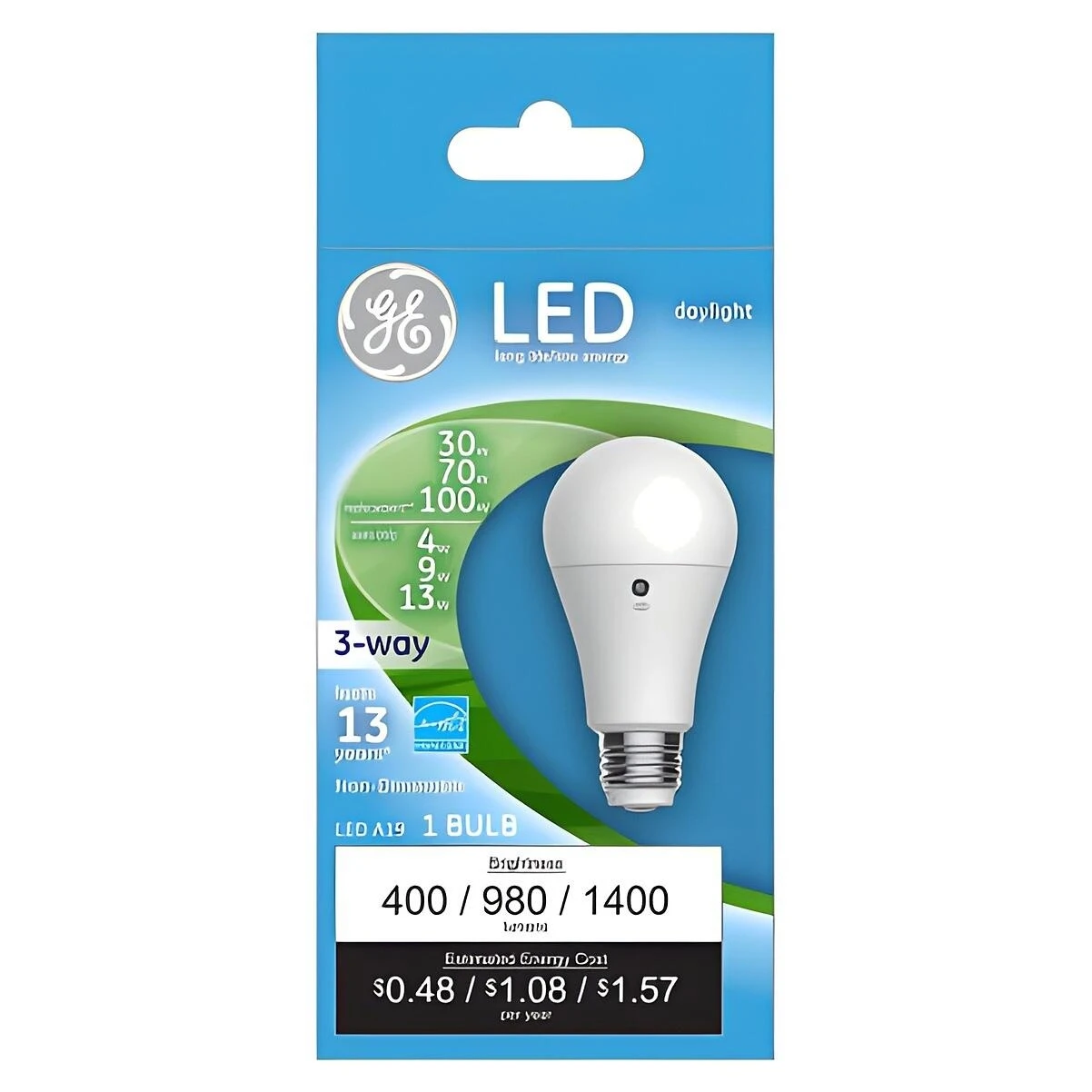 LED 3-Way Light Bulb, Daylight, A19 Medium Base, 4/9/13 Watt