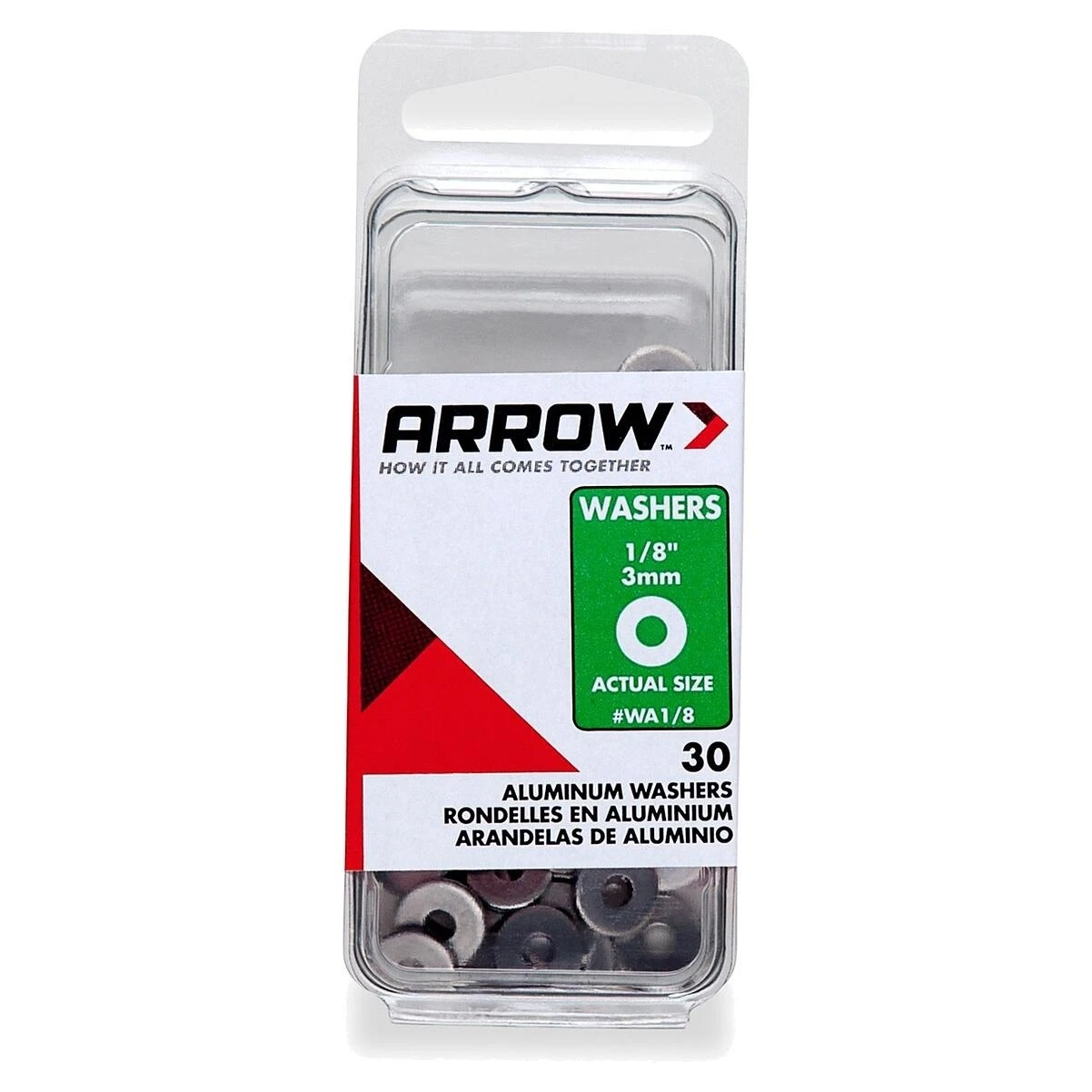 Arrow WA1/8 Washer, 1/8 in ID, Aluminum Arrow WA1/8 Washer, 1/8 in ID, Aluminum