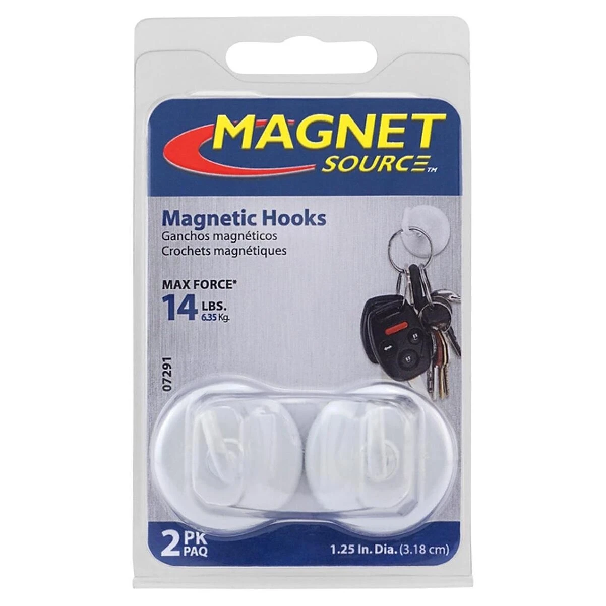 Magnet Source 07291 Magnetic Hook, 2-Hook, 14 lb