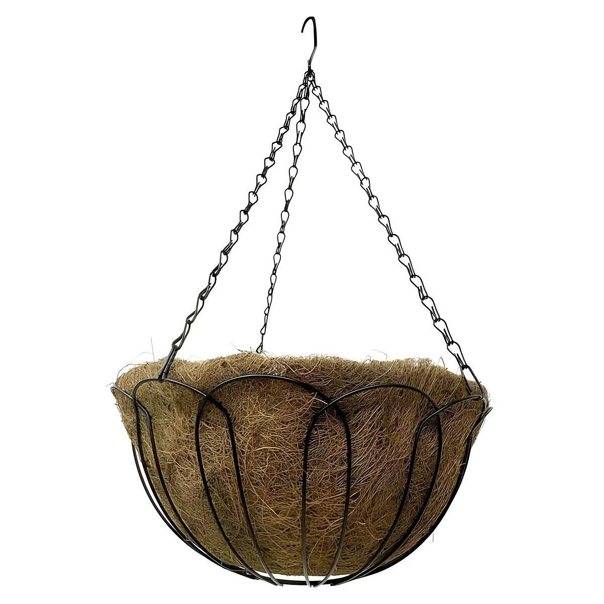 Living Accents HY11-35-14 Steel Hanging Basket With Liner, Black, 14 In.