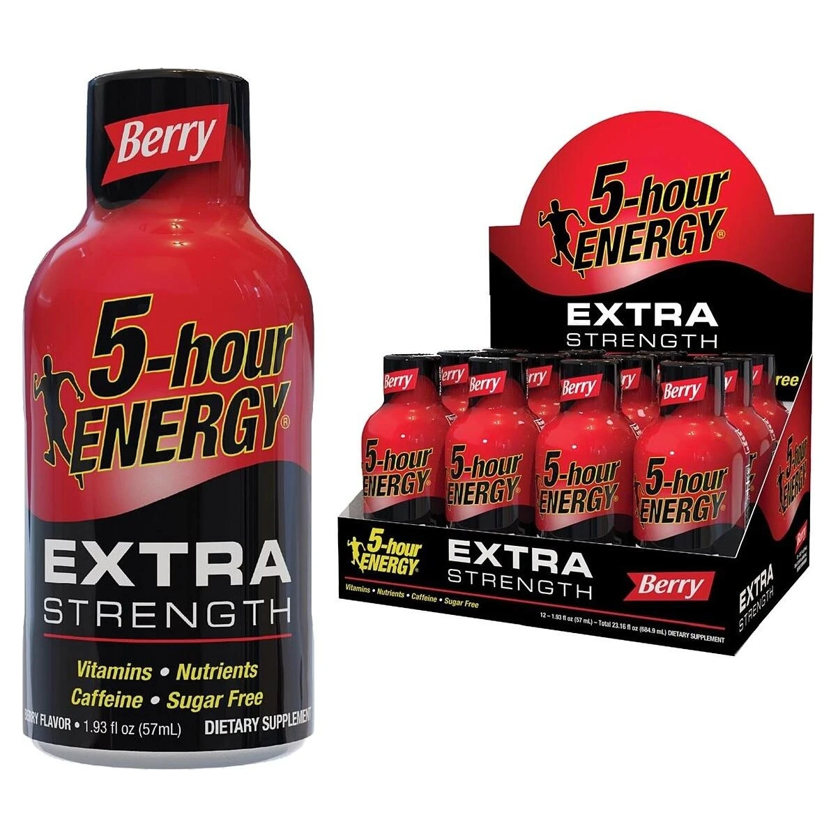 5-hour Energy 718128 Extra Strength Berry Energy Shot, Sugar Free, 1.93 Oz