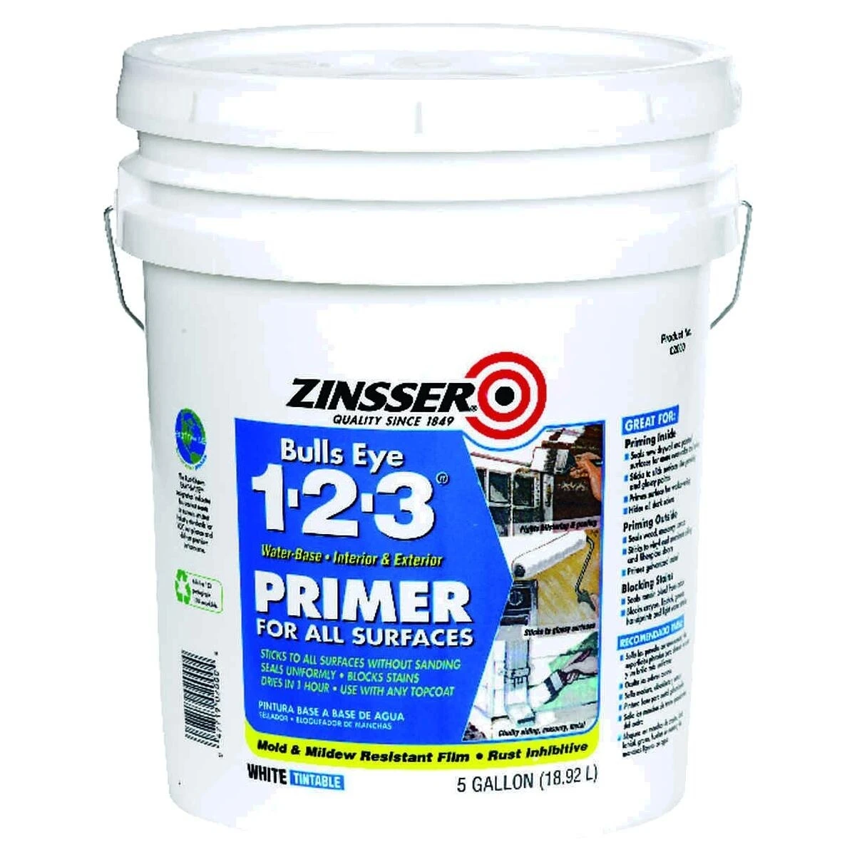 Zinsser 2000 Bulls Eye 1-2-3 Primer, Sealer & Stain Killer, White, 5 Gal