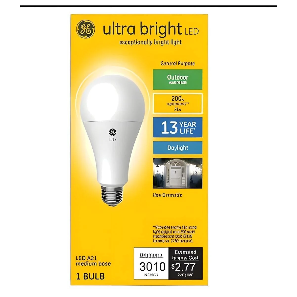 GE 93128934 LED Bulb, A21, Ultra Bright, 5000K, 3010 Lumens, 23W