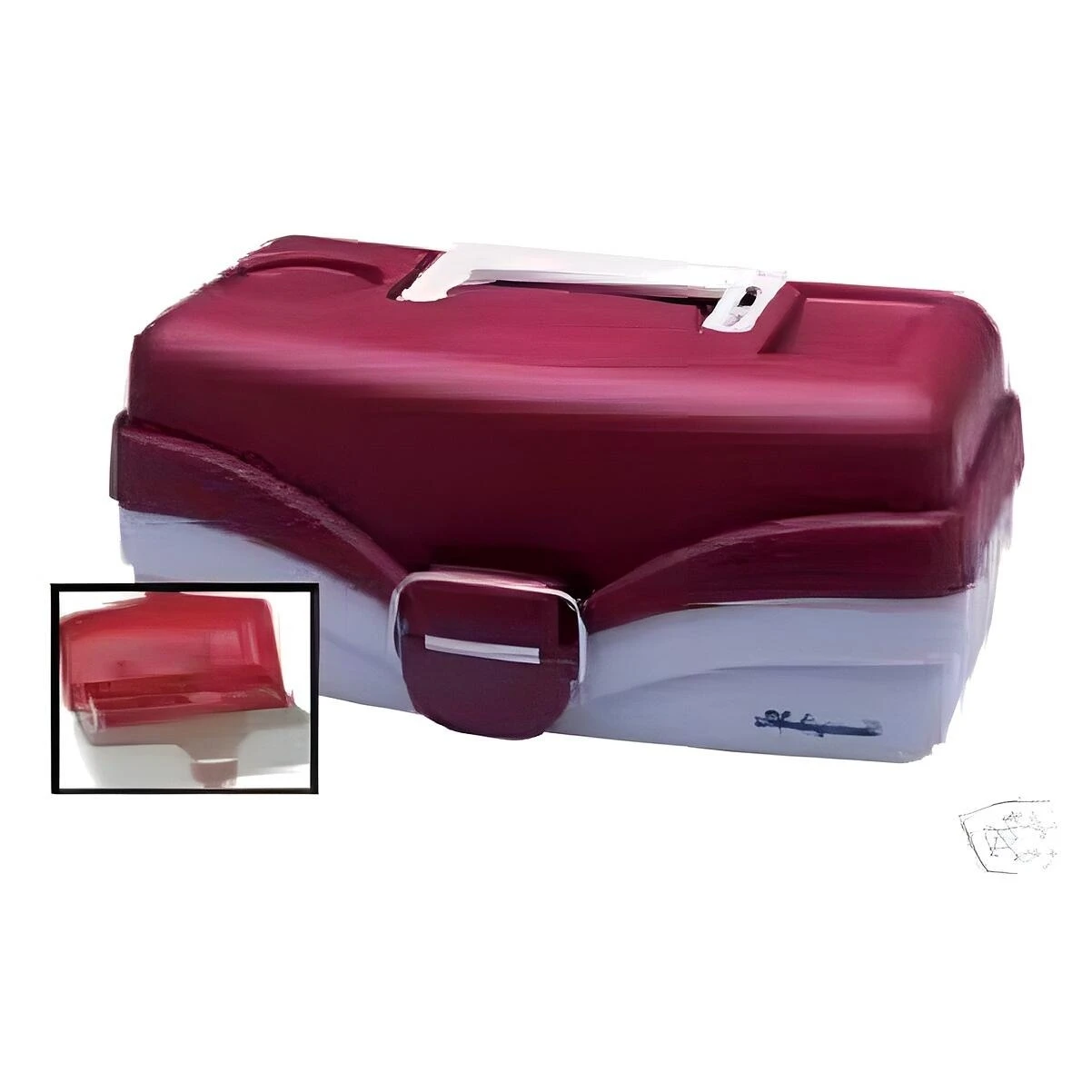Plano Tackle Box, 1-Tray, Red Metallic/Off White, 13-3/4 In.