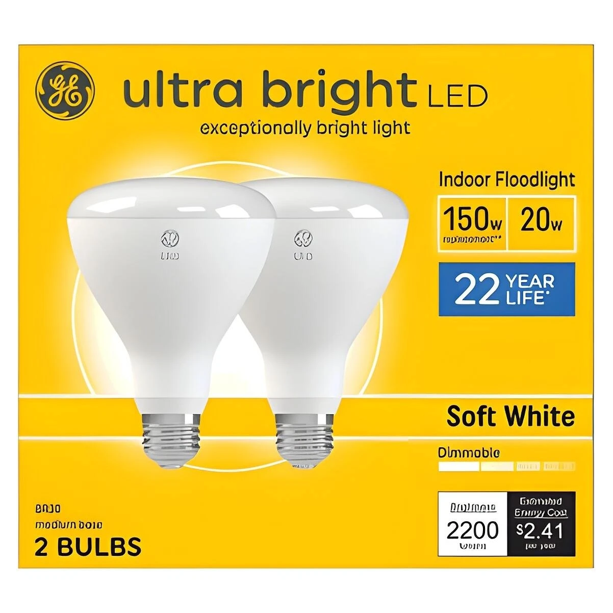 GE 93130933 LED Light Bulb, BR30 Lamp, 150 W Equivalent, E26 Medium Lamp Base, Dimmable, Soft White Light GE 93130933 LED Light Bulb, BR30 Lamp, 150 W Equivalent, E26 Medium Lamp Base, Dimmable, Soft White Light