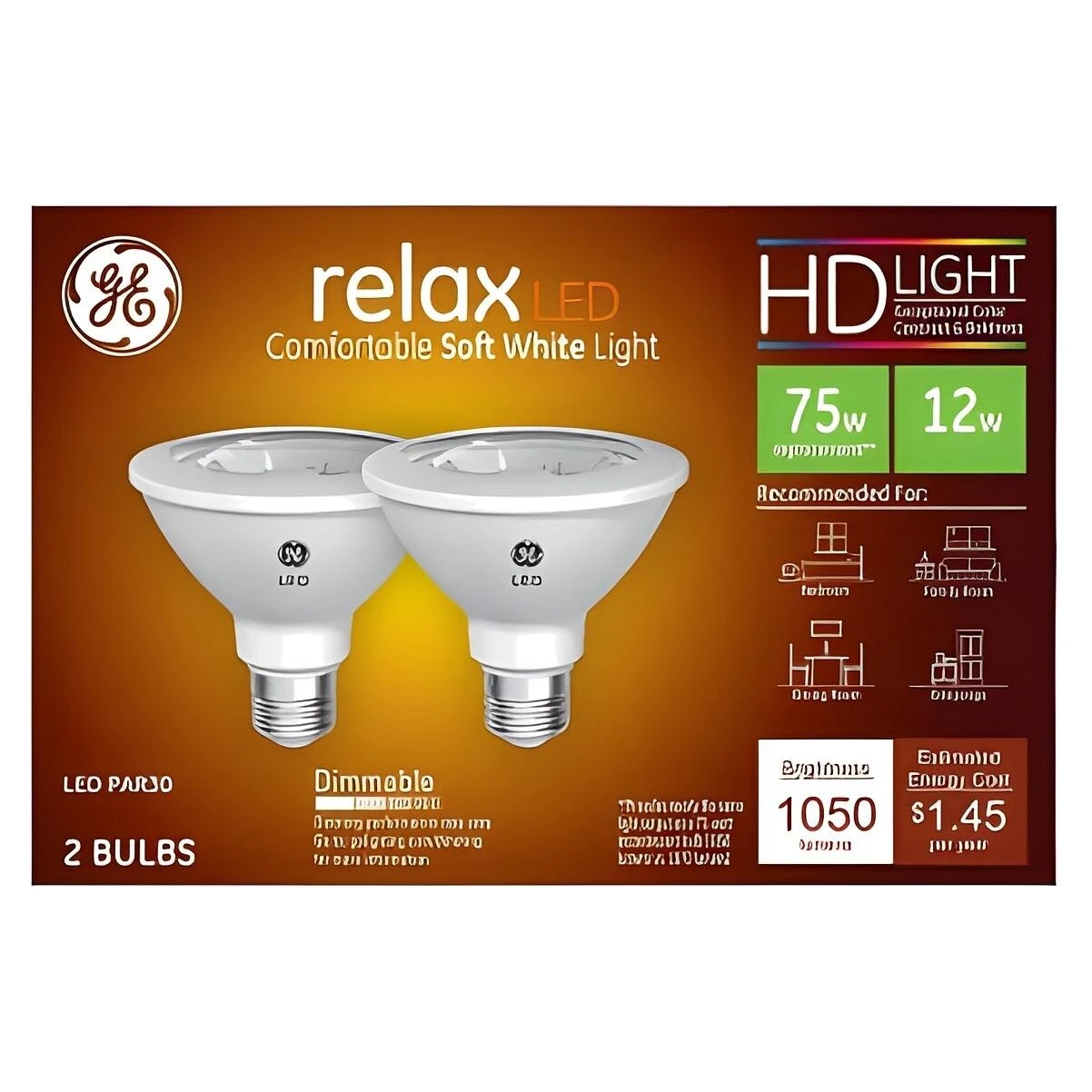 GE Industrial Solutions 43094 LED Bulb, Flood/Spotlight, PAR30 Lamp, E26 Lamp Base, Dimmable, Clear, Soft White Light