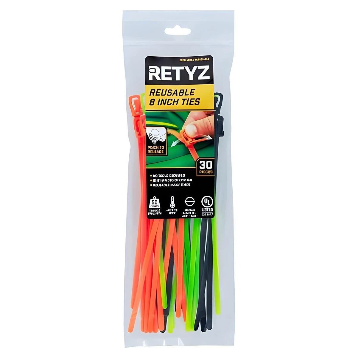 RETYZ EveryTie 8 in. L Assorted Cable Tie 30 pk