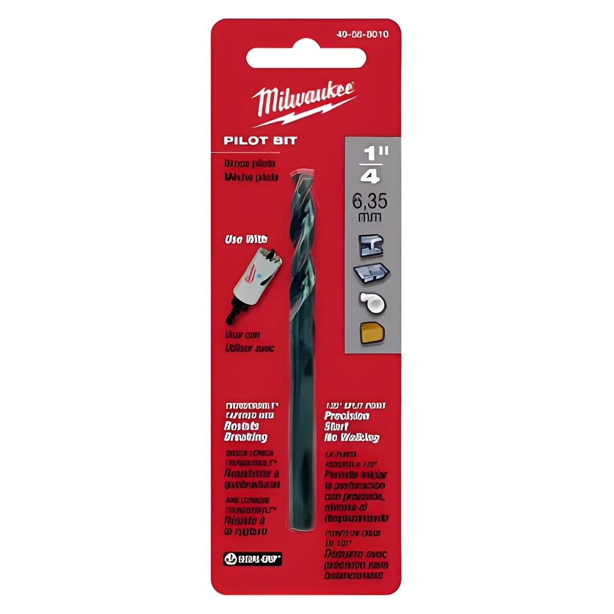 Milwaukee 49-56-8010 Thunderbolt Pilot Drill Bit, 1/4 In. Dia., 3-1/2 In. Milwaukee 49-56-8010 Thunderbolt Pilot Drill Bit, 1/4 In. Dia., 3-1/2 In.