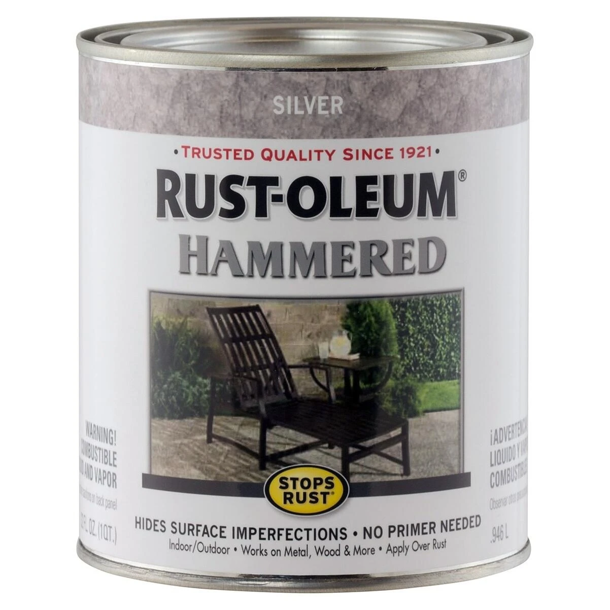 Rust-Oleum 7213502 Stops Rust Hammered Metal Finish, Silver, 1 Qt