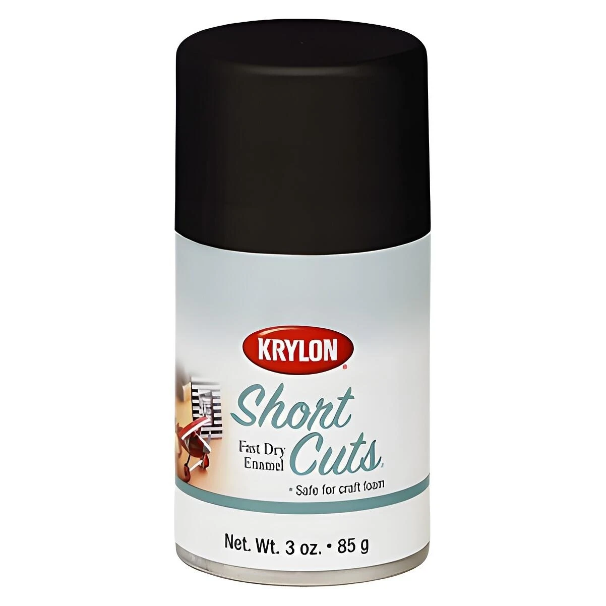 Krylon SCS056 Short Cuts Flat Black Enamel Spray Paint, 3 Oz.