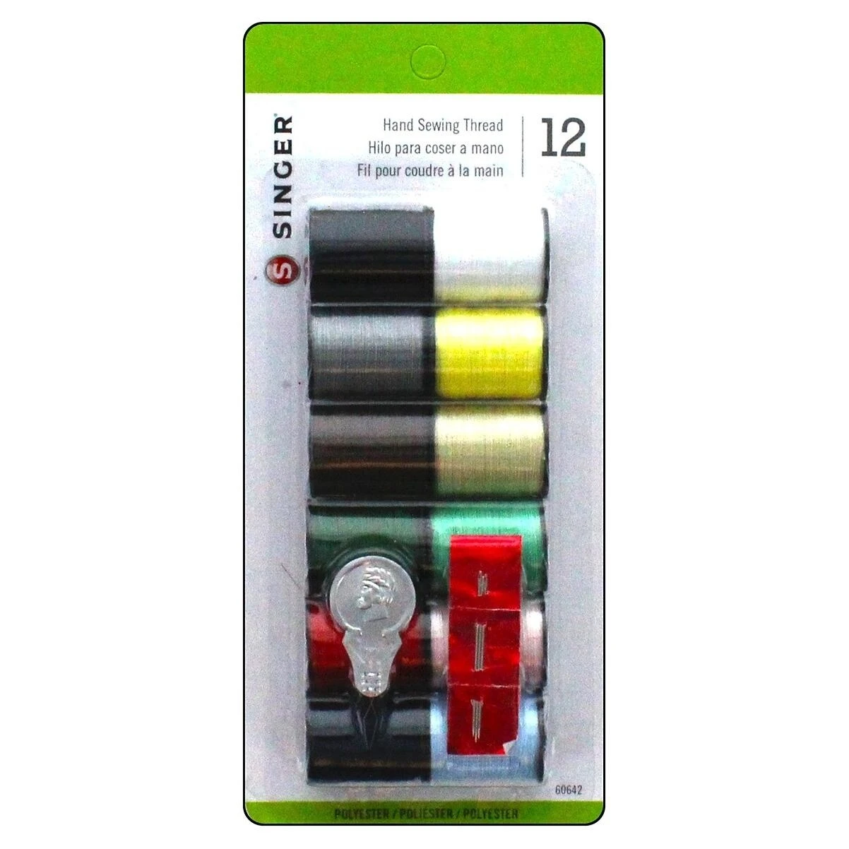 Singer Polyester Hand Sewing Thread Spools - 25.0 yd x 12 pack